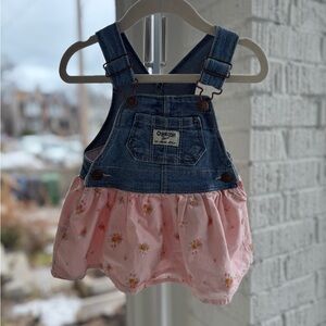 OshKosh Baby Girl Denim Dress Pinafore Floral – 6M